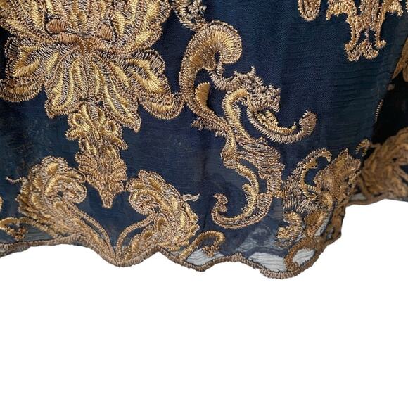 Sundance Teal Blue Gold Embroidery Shift Dress size large - Picture 10 of 11